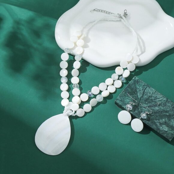 Big Teardrop Pendant Necklaces for Women Colorful Beaded Necklaces Statement Set - Picture 4 of 7